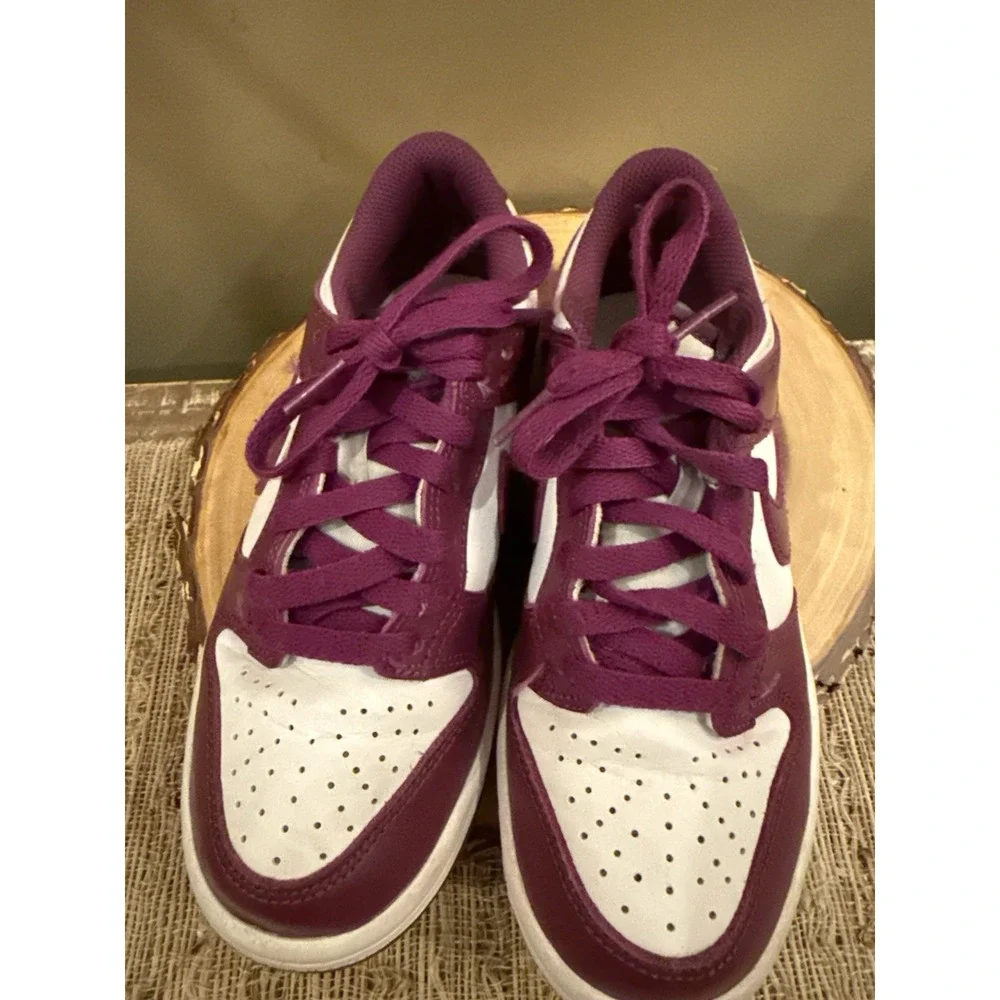 Nike Dunk Low White Purple Leather - Size Kids 4Y FB9109-110